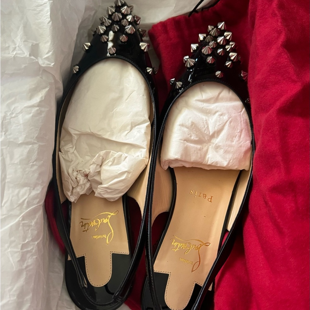 Authentic Christian Louboutin Slingback drama stud sandal size 38